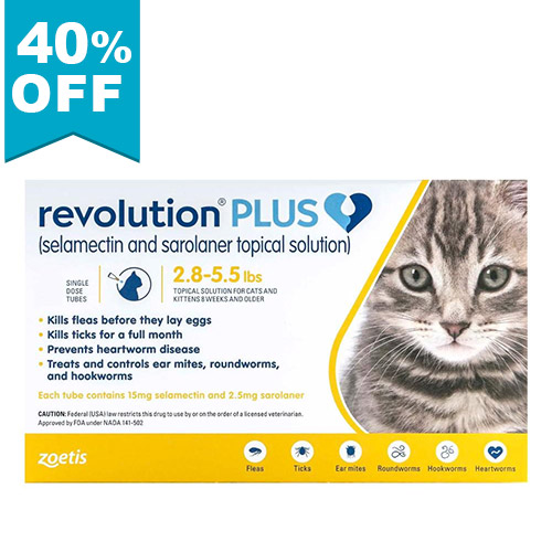 40% Off Revolution Plus For Kittens And Small Cats 2.8-5.5lbs (Yellow) 3 Pack