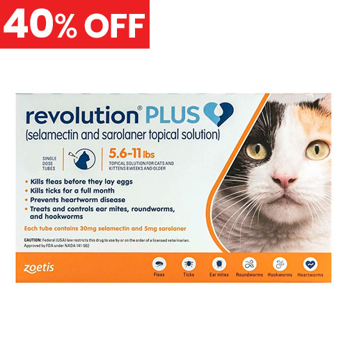 40% Off Revolution Plus For Medium Cats 5.5-11lbs (Orange) 12 Pack