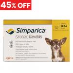 45% Off Simparica For Dogs 2.8-5.5 Lbs (Yellow) 3 Doses