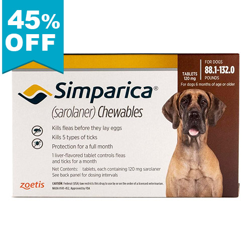 45% Off Simparica For Dogs Above 88 Lbs (Red) 3 Doses