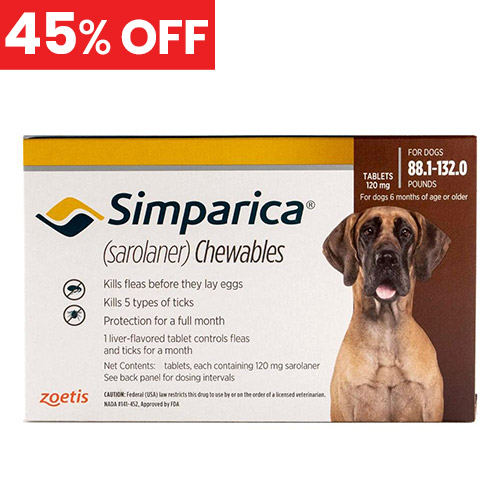 45% Off Simparica For Dogs Above 88 Lbs (Red) 6 Doses