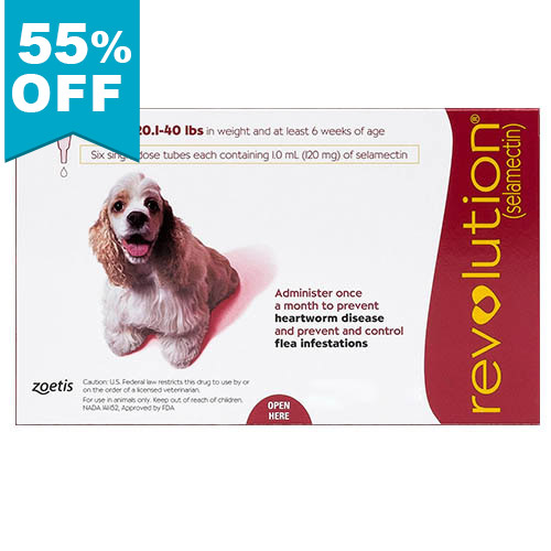 55% Off Revolution Medium Dogs 20.1-40lbs (Red) 3 Doses