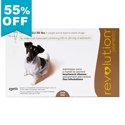 55% Off Revolution Small Dogs 10.1 - 20lbs (Brown) 3 Doses