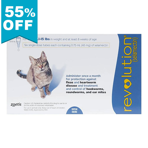 55% Off Revolution Cats 5 -15lbs (Blue) 12 Doses