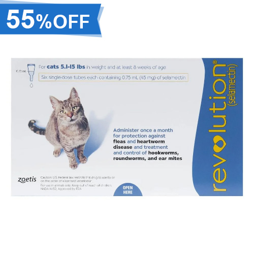 55% Off Revolution For Cats 5 -15lbs (Blue) 12 Doses