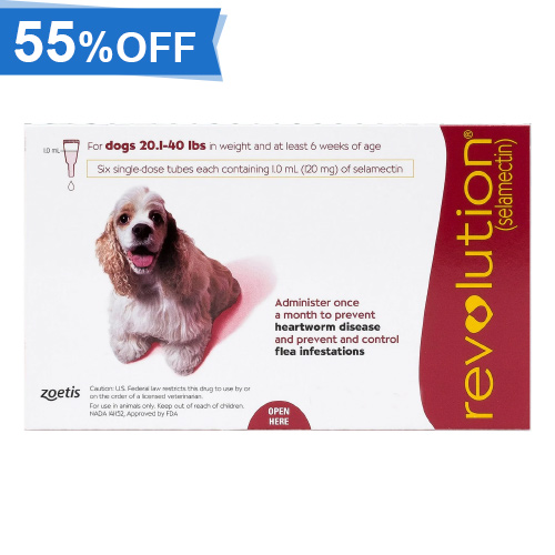 55% Off Revolution For Medium Dogs 20.1-40lbs (Red) 12 Doses