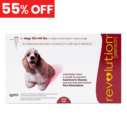 55% Off Revolution For Medium Dogs 20.1-40lbs (Red) 12 Doses