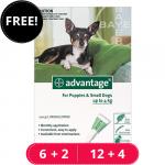 Advantage Small Dogs/ Pups 1-10lbs (Green) 12 Doses + 4 Free