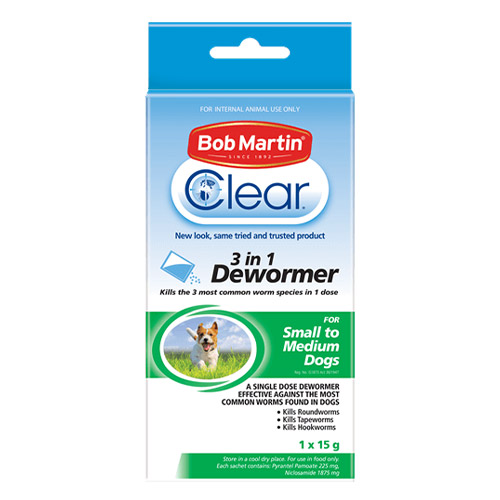 Bob Martin Clear 3 In 1 Dewormer For Small To Medium (1x15g) 1 Pack