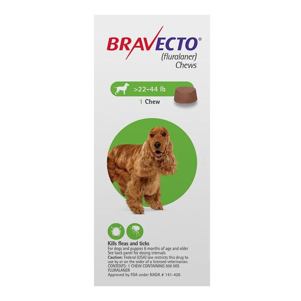 Bravecto For Medium Dogs 22- 44 Lbs (Green) 1 Chews