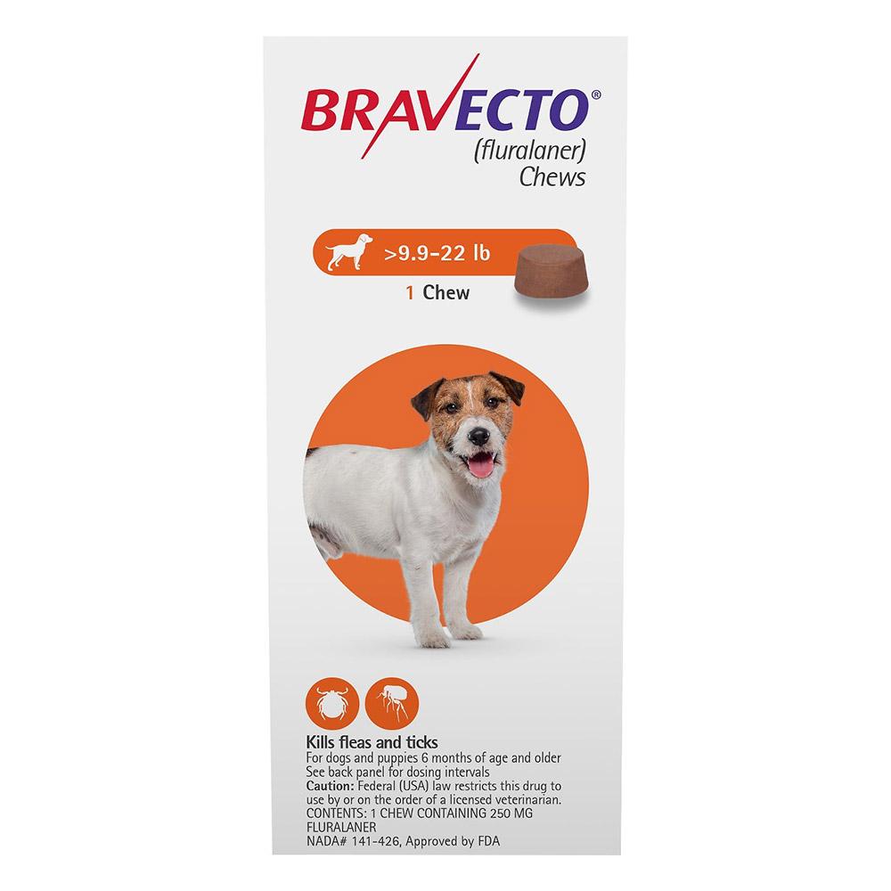 Bravecto For Small Dogs 9.9-22lbs (Orange) 1 Chews