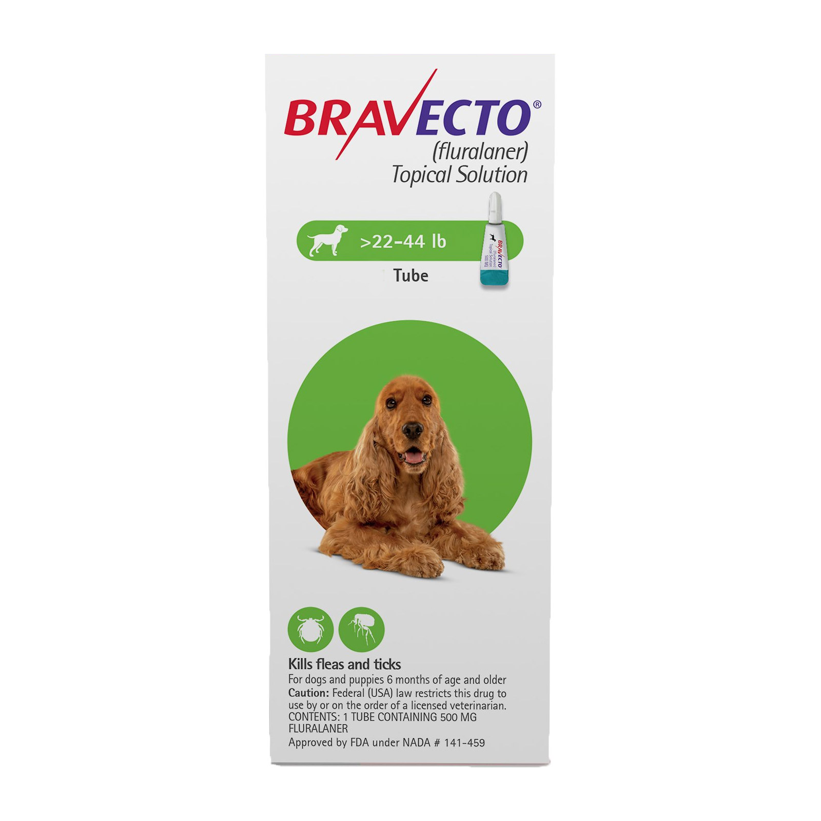 Bravecto Topical For Medium Dogs (22 - 44 Lbs) Green 1 Dose