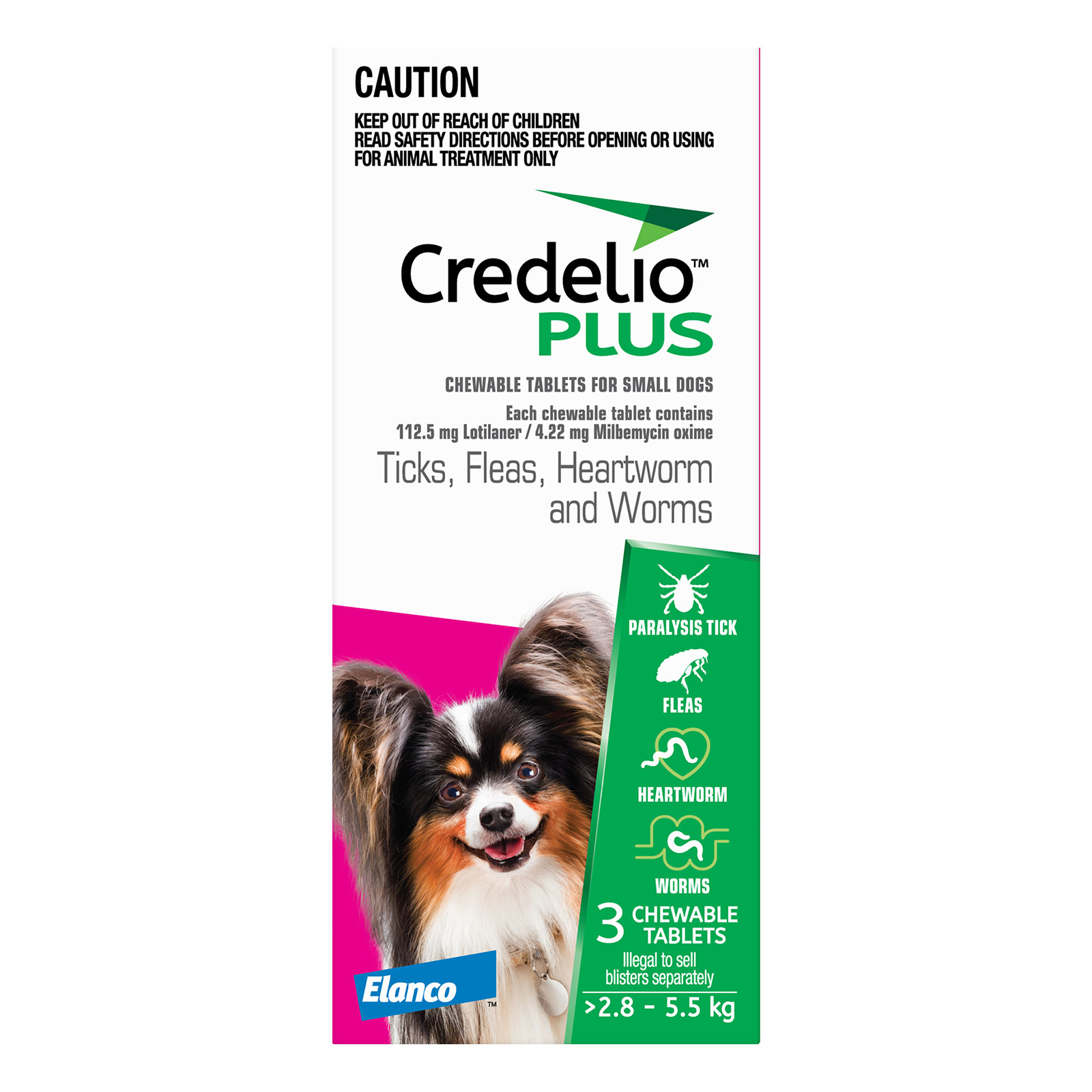 Credelio Plus For Small Dog 6.16lbs - 12.1lbs (2.8-5.5kg) Pink 12 Chews