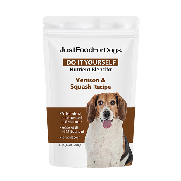 JustFoodForDogs DIY Nutrient Blend - Venison Recipe, Vet-Formulated, Gluten-Free