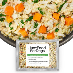 JustFoodForDogs Fresh Frozen Chicken and Rice Dog Food, Human Grade - 7 pack (18 oz)