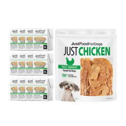 JustFoodForDogs Pantry Fresh Chicken Dog Food & Treats Bundle