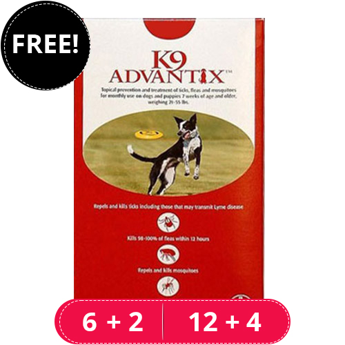 K9 Advantix Large Dogs 21-55 Lbs (Red) 4 Doses