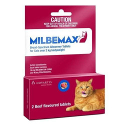 Milbemax For Large Cats Over 2kg - Over 4.4lbs 2 Tablets