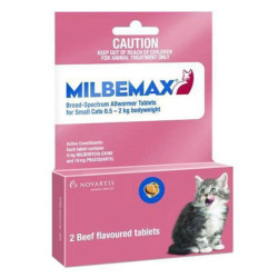 Milbemax For Small Cats 0.5 To 2 Kg - Upto 4.4lbs 2 Tablets