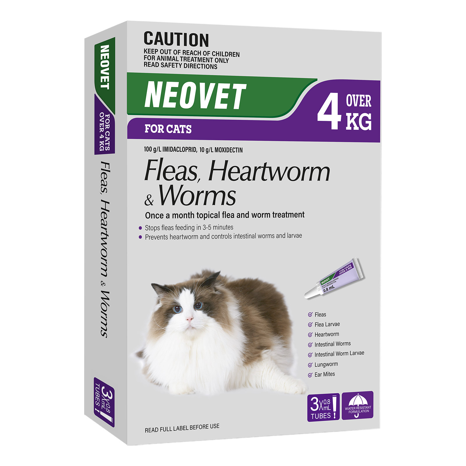 Neovet Spot-On For Large Cats Over 8.8lbs (Purple) 6 Pipettes