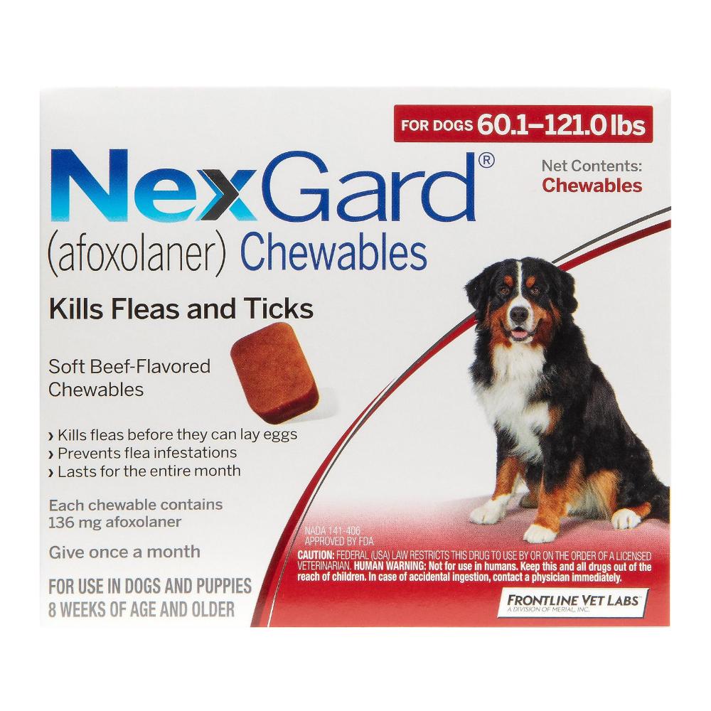 Nexgard For Extra Large Dogs 60.1-120 Lbs (Red) 136mg 12 Chews