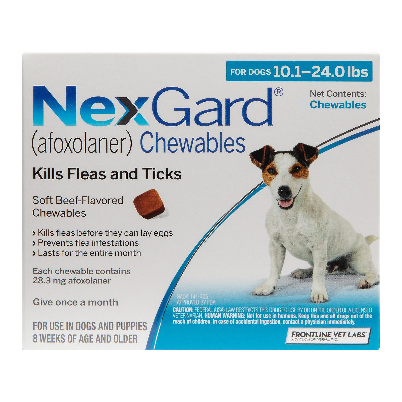 Nexgard For Medium Dogs 10.1-24 Lbs (Blue) 28mg 12 Chews