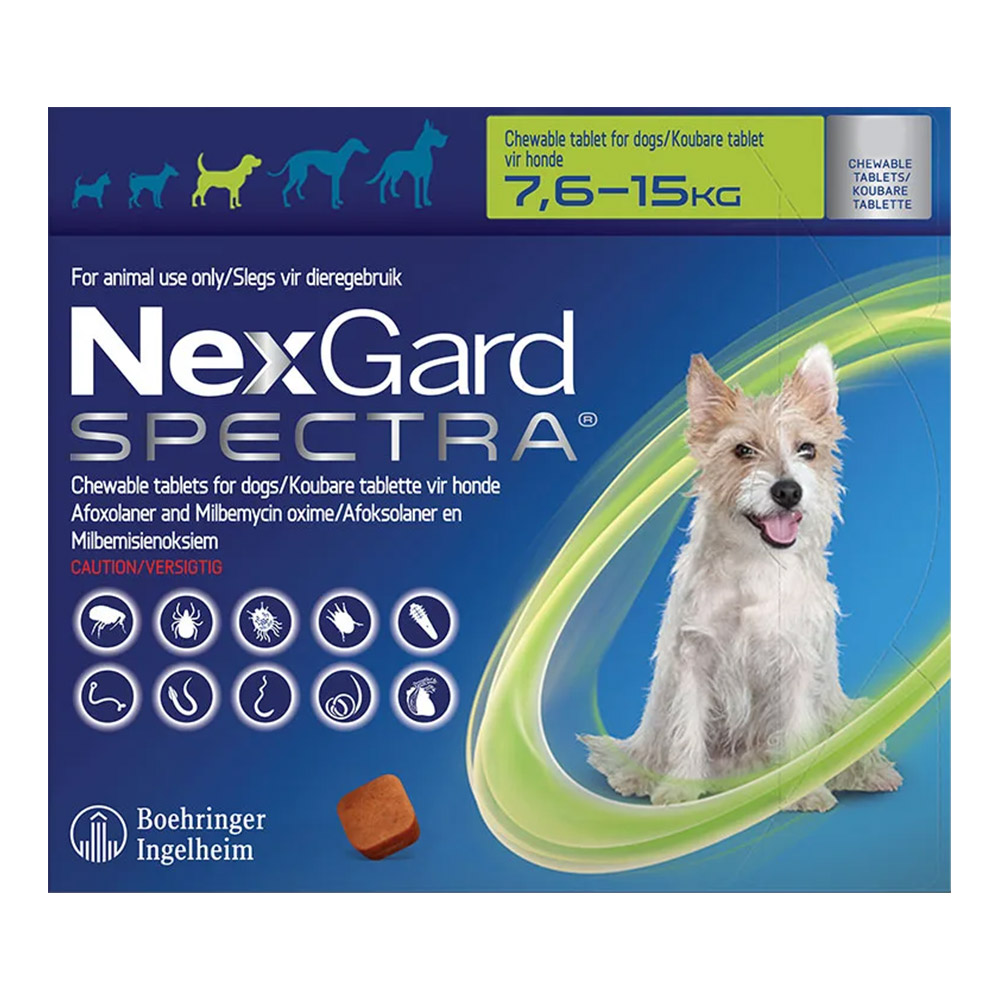 Nexgard Spectra Tab Medium Dog 16.5-33 Lbs Green 3 Pack