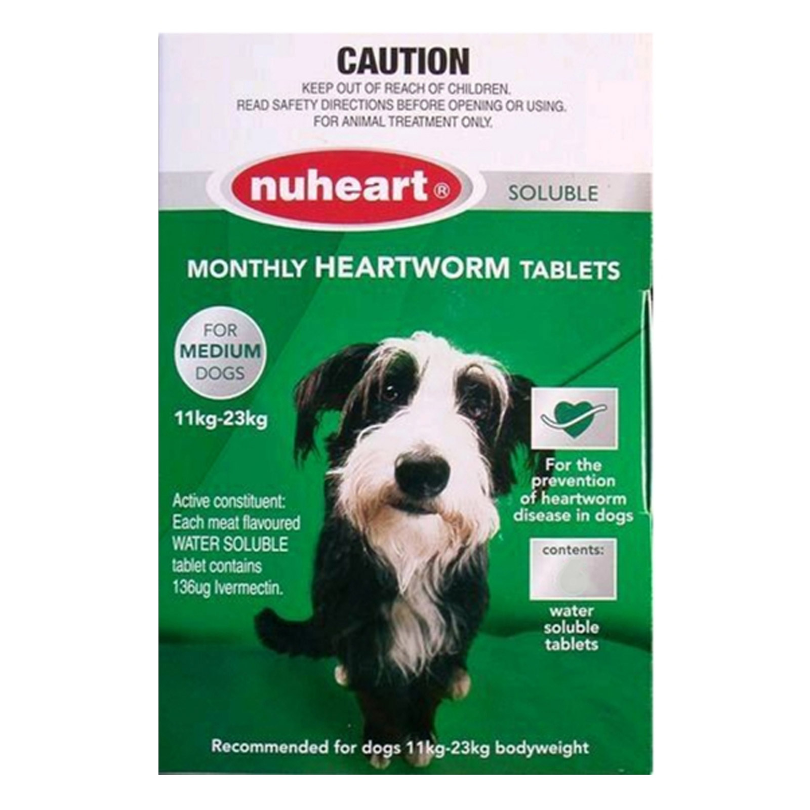 Nuheart For Medium Dogs 26-50lbs (Green) 6 Tablets