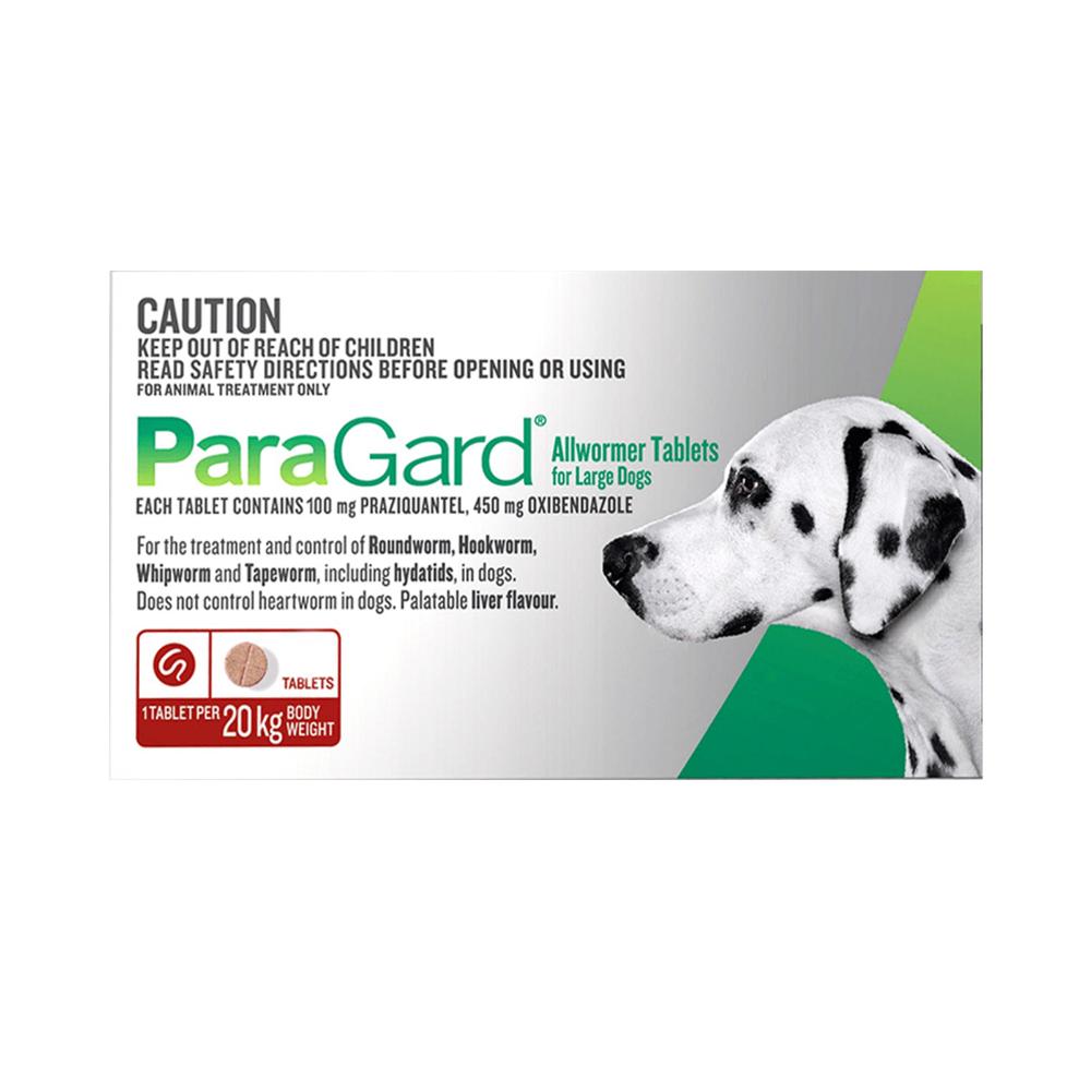 Paragard Allwormer For Large Dogs 20 Kg (44lbs) 100 Tablet