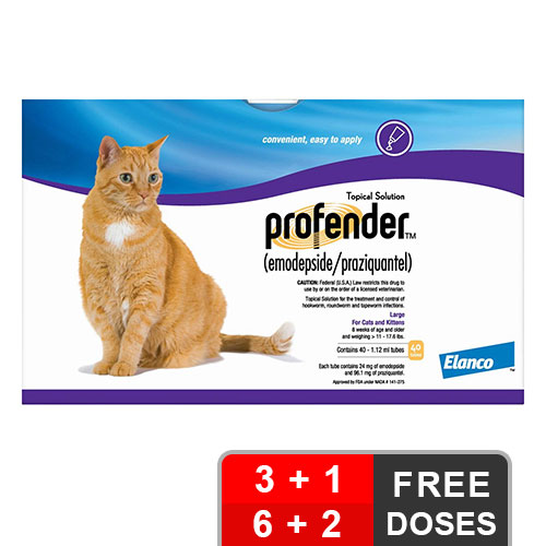 Profender Large Cats (1.12 Ml) 11-17.6 Lbs 3 Doses + 1 Free