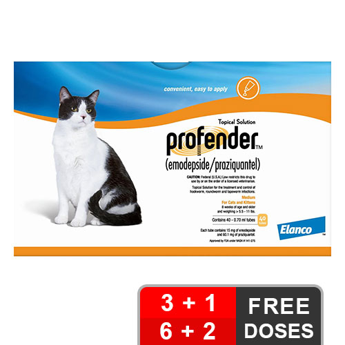 Profender Medium Cats (0.70 Ml) 5.5-11 Lbs 3 Doses + 1 Free