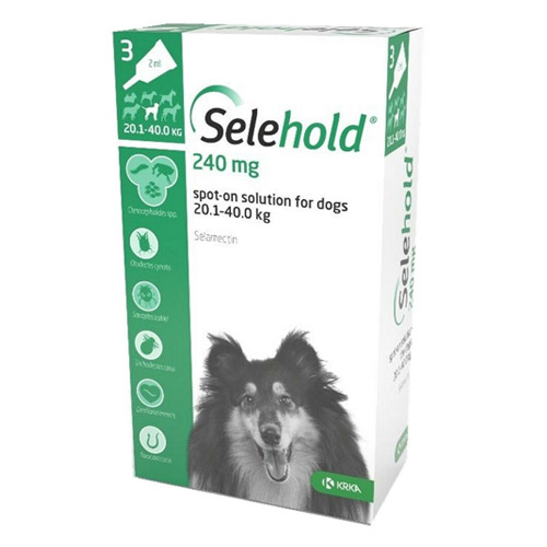 Selehold (Selamectin) For Large Dogs 44-88lbs (Green) 240mg/2.0ml 3 Pack