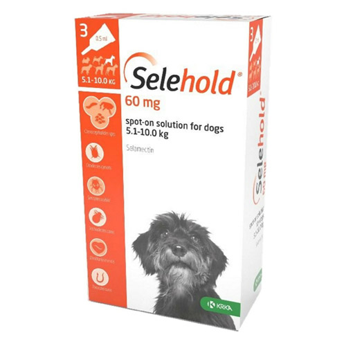 Selehold (Selamectin) For Small Dogs 11-22lbs (Brown) 60mg/0.5ml 12 Pack